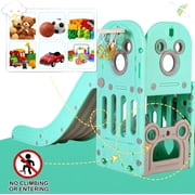 LAZY BUDDY 4 in 1 Toddler Slide & Climber Playset with Basketball Hoop, Non-Slip Steps, Indoor Outdoor Kids Toy