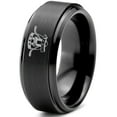 thumbnail image 1 of Tungsten Hockey Ring Band Ring 8mm Men Women Comfort Fit Black Step Bevel Edge Brushed Polished, 1 of 4