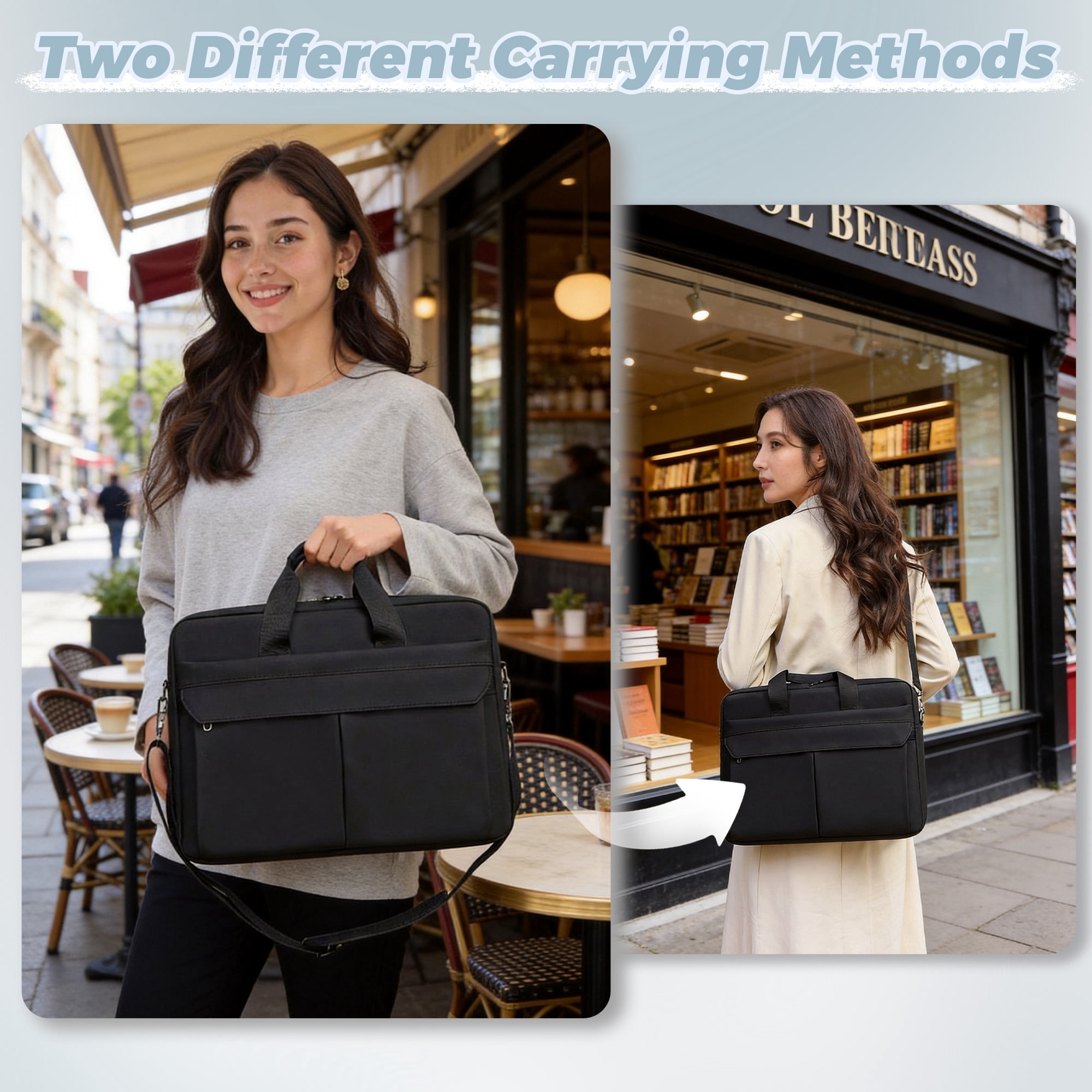 15.6"-16" Laptop Bag, Large Capacity Laptop Case with Padded Handle, Laptop Briefcase Computer Carrying Bag with Shoulder Strap
