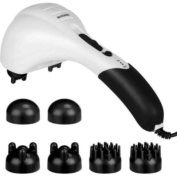 Cotsoco Handheld Back Massager - Double Head Electric Full Body Massager - Deep Tissue Percussion Massage Hammer for Muscles, Head, Neck, Shoulder, Back, Leg, Foot (Black)