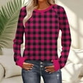 thumbnail image 2 of Christmas round-neck checked sweatershirts, printed long-sleeved tops, Fall and winter fashion outfits, 2 of 8