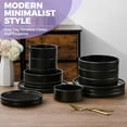 thumbnail image 6 of Vesteel 16 Pieces Dinnerware Sets, Premium Stoneware Dishes Set for 4, Ceramic Plates and Bowls Set for Home Restaurant, Microwave and Dishwasher Safe - Matte Black, 6 of 9