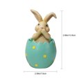 thumbnail image 2 of Decoración de Pascua, conejo sentado sobre adornos de cáscara de huevo, regalo para niños y amigos, decoración de conejito de resina, 2 of 12