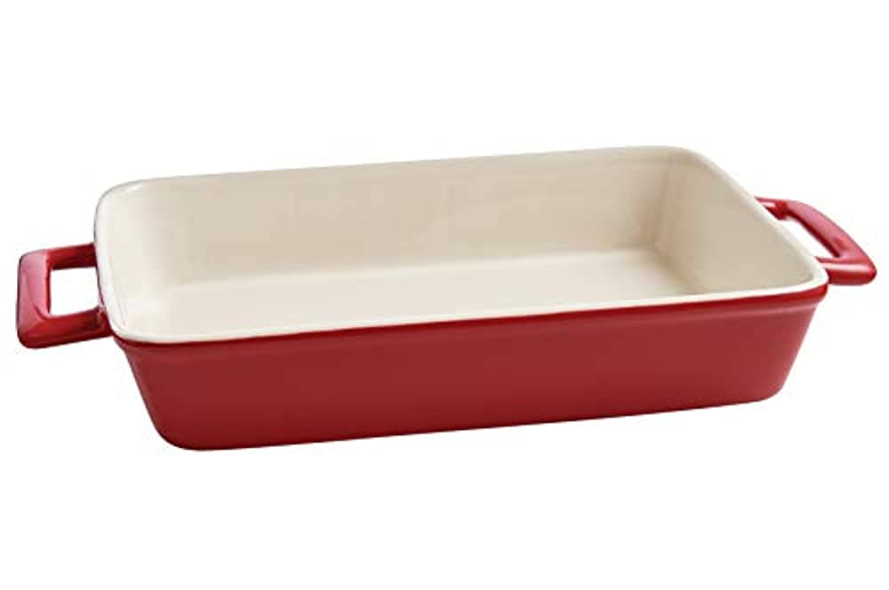 Mrs. Andersons Baking Oblong Rectangular Baking Dish Roasting Lasagna Pan, Ceramic, Rose, 13-Inches x 9-Inches x 2.5-Inches