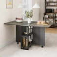 thumbnail image 5 of Historyli 2-Layer Storage Shelf Folding Dining Table,Drop Leaf Dining Table with 6 Wheels,Space Saving Dining Table for Small Spaces (50.1" D x 31.4" W x 29.5" H),Carlo gray flap + iron gray cabinet, 5 of 8