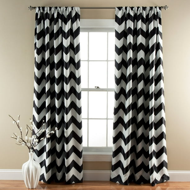 Chevron Blackout Black Window Curtain Set 52x84 Walmart Com Walmart Com