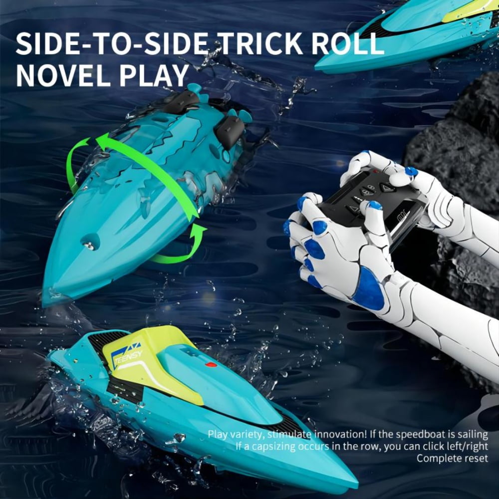 2 Set Remote Control Boat for Swimming Pools and Lakes, 2.4GHz 20+ MPH Racing Boat, Gifts For Boys and Girls