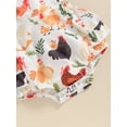 thumbnail image 6 of Newborn Baby Girl Farm Outfit Animal Chicken Print Romper Fly Sleeveless Bodysuit with Headband Set Infant Country Clothes, 6 of 7
