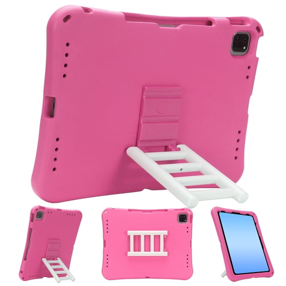 Decase Case for iPad Air 13 2025/2024,360° Rotate Stair Kickstand Hard Case Shockproof EVA Kids Tablets Protective Case Cover for iPad Pro 13 2025/2024,Rose
