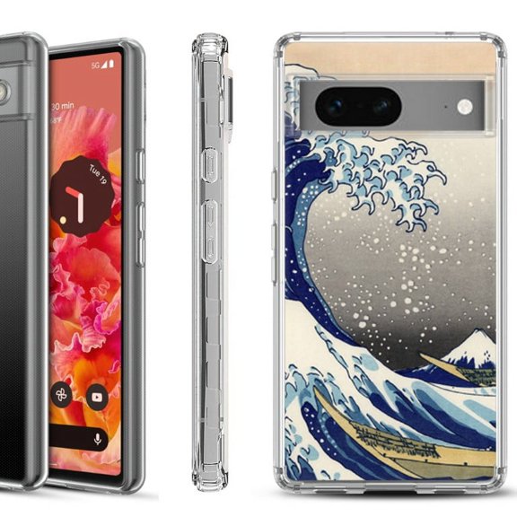 Shockproof Phone Case for Google Pixel 8a 5G, Hybrid Case Cover, by OneToughShield - Great Wave