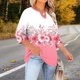 thumbnail image 5 of TaTaai Women's Plus Size Casual Top Round Neck 3/4 Sleeve Chest Cut-out Printed T-Shirt Loose Fit Spring Summer Base Layer Blouse Gift, 5 of 7