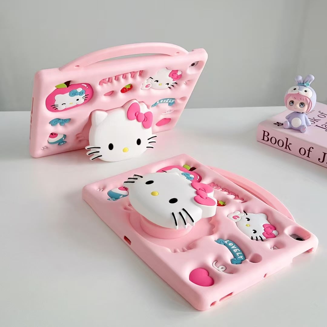 Adorable 3D Cartoon Hello Kitty Shockproof Case - Perfect for iPad mini 7 (A17 Pro) Generation Case 2024, iPad mini 6 Case 2021, 8.3-inch - Child - Safe Protective Cover
