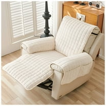 LAMIRO Durable Couch Cover for Recliner Chair Washable Slipcover with Adjustable Straps(Chair 21 in,Beige)