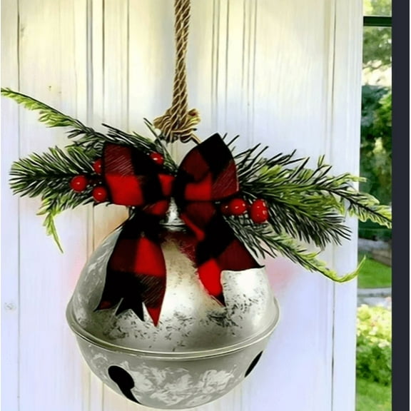 HomelyJoy 5.5 Inch Large Silver Bell Christmas Ornaments, Jingle Bells Star Cutout Decor for Xmas Tree, Gift Wrapping, Home and Party Decoration