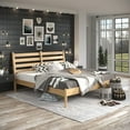 thumbnail image 4 of Camaflexi Mid Century Slat Bed Solid Wood Bed Frame with Headboard, King, Scandinavian Oak, 4 of 7