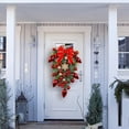 thumbnail image 3 of Decoraciones decorativas de la pared del colgante de de la Navidad para la decoración de la puerta del jardín de la pared al aire libre Rojo Gloria corona navideña, 3 of 9
