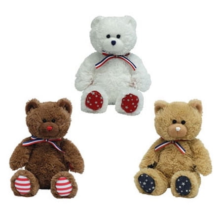 TY Beanie Babies - UNCLE SAM Bears (Set of 3 - Light Brown, Dark Brown & White) (7.5 inch)
