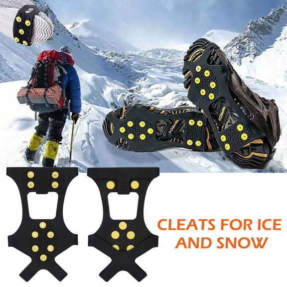 10-Stud Ice Cleats for Shoes & Boots, Anti-Slip Snow Traction Grips, Winter Walking Crampons for Hiking, Fishing & Shoveling (Size L)