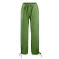 thumbnail image 6 of Fesfesfes Women's Comfy Trousers Summer Adjustable Ankle Ties Elastic Drawstring Waist Loose Pants Baggy Breathable Beach Wearing(Green,XL), 6 of 7