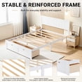 thumbnail image 5 of PAPROOS Full Bed with Storage, Full Size Bed Frame with 2 Under-Bed Drawers, Wood Platform Bed Frame with Headboard, Space Saving, No Box Spring Needed, White, 5 of 9