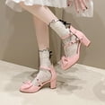 thumbnail image 4 of SACFOF Women Strappy Mary Janes Platform Chunky Heel Pumps with Bow Kawaii Shoes Patent Leather Pumps Ankle Strap Dress Shoes, 4 of 6