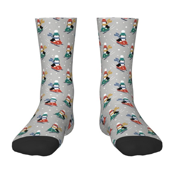 Honeii Skiing penguin Print Children's Colorful Socks,Unisex Kids and Toddlers' Cushioned Sock,Kids Athletic Crew Socks,for Everyday Wear and Sports