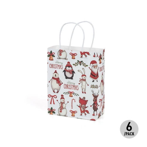 Christmas Kraft Paper Bag With Christmas Tree - Large 4Pcs LIVINGbasics