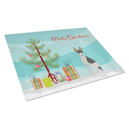 

Carolines Treasures CK3502LCB Miniature Fox Terrier 2 Christmas Tree Glass Cutting Board Large 12H x 16W multicolor