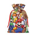 thumbnail image 1 of Pofeuu Mario Print Christmas Gift Bag, Burlap Drawstring Pouch with Kraft Paper Card for Holiday, Party, and Birthday Wrapping-Medium, 1 of 7
