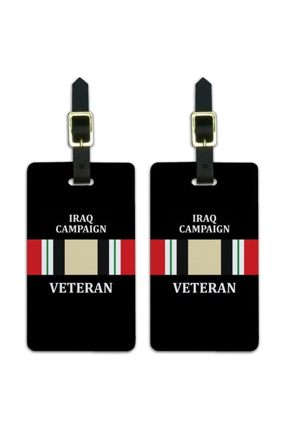 Marine Corps USMC Iraq Campaign Veteran Ribbon Officially Licensed Luggage ID Tags Suitcase Carry-On Cards - Set of 2