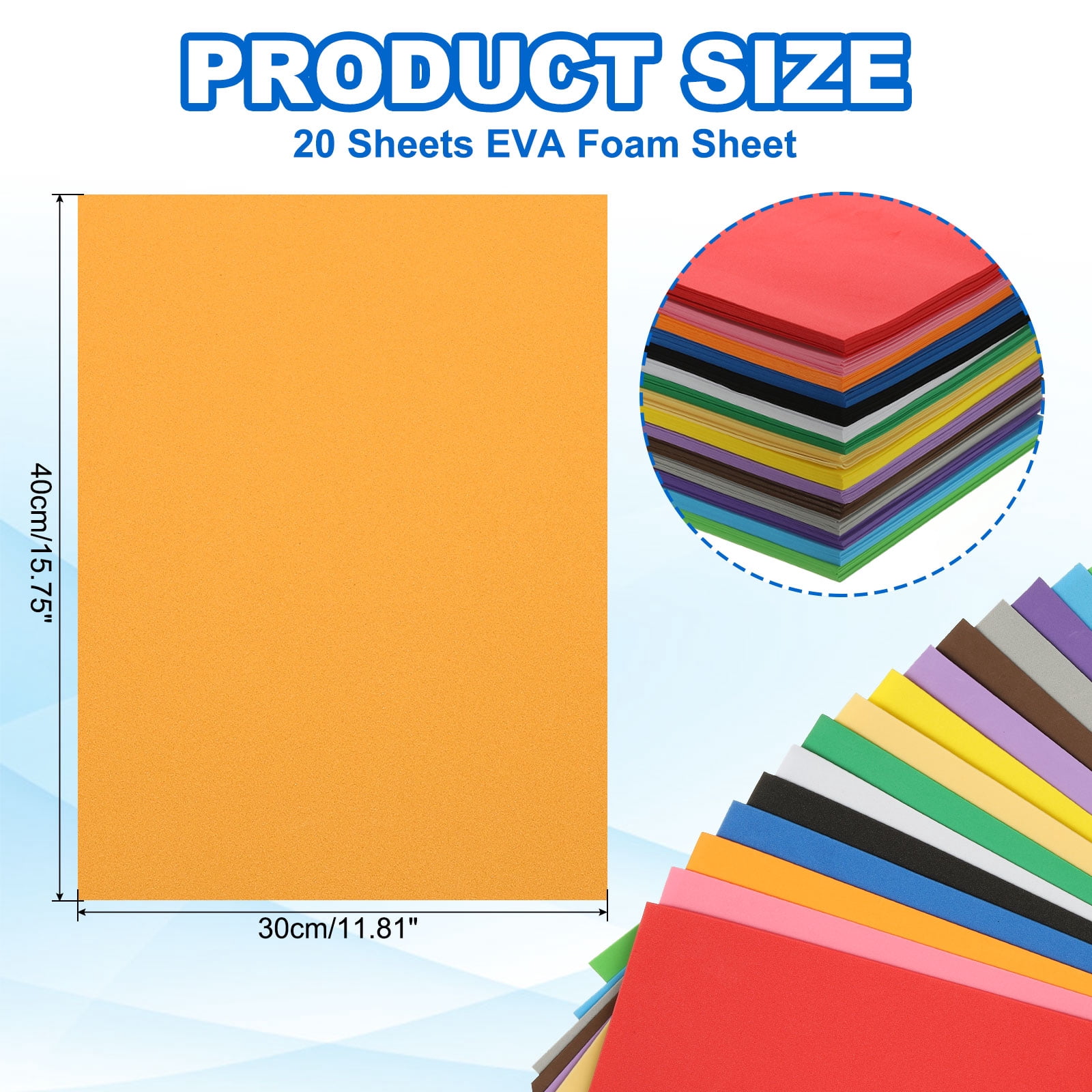 Uxcell 20Pcs Orange EVA Foam Sheets, 15.7 x 11.8 Inches 1mm Thick Foam Sheets for Crafts