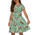 thumbnail image 4 of Uourmeti Horse Kids Dresses for Girls 2-14Y Summer Short Sleeve Crewneck Midi Dress Flowers Casual Loose Swing Dresses with Pockets, 4 of 6