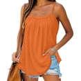 thumbnail image 2 of Yubnlvae Ladies' Loose Fit Pleated Square Neck Tank Top - 2025 Summer Sleeveless Flowy Vest Basic Cotton Tee - Casual Streetwear Blouse for Everyday Outings (XS-XXXL) (Orange | XL), 2 of 7