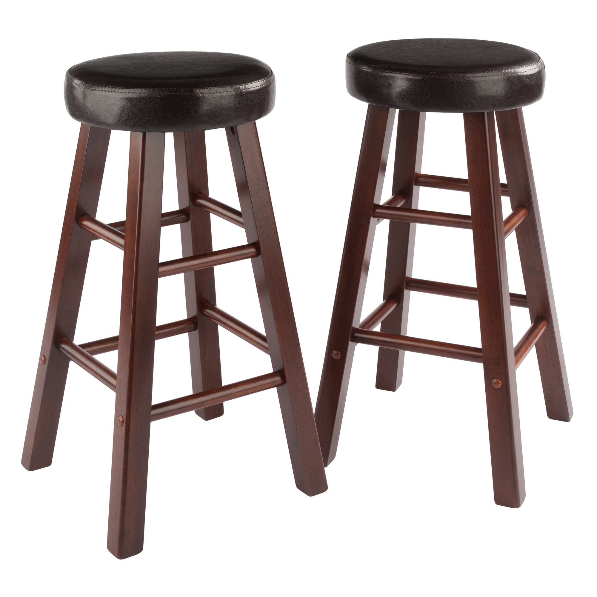 Winsome Wood Counter Stool Saddle Bar Seat Contoured Top Square Legs Home 24" 