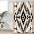 thumbnail image 2 of Extra Long Shower Curtain 72x84 Inch, Black Brown Shower Curtain Waterproof Bathroom Decor Boho Vintage Southwestern Ethnic Geometric Fabric Bath Curtain Set Accessories with Hooks, 2 of 6