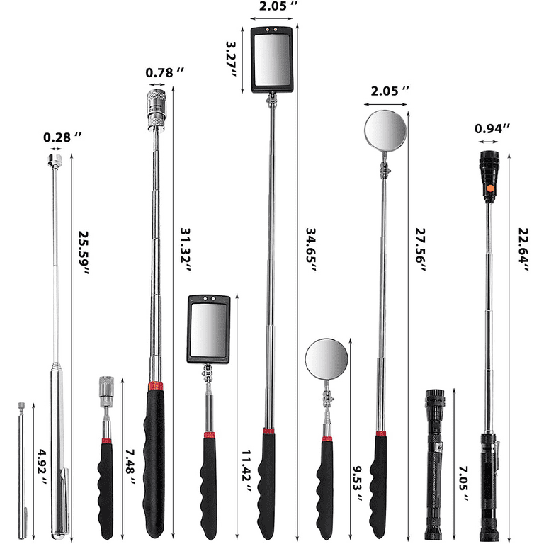 Set Ispezione Auto Gold Deer Set Specchi Ispezione GOLD DEER 3 Pezzi - Telescopico 360° Per Meccanica Strumento Ispezione Aree Difficili - Foto 5