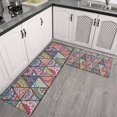 thumbnail image 2 of Blue Ethnic Triangle Pattern Kitchen Rugs Sets Of 2,Anti Fatigue Kitchen Mat Rugs Non Slip Washable,Decorative Kitchen Floor Mats for Kitchen,Sink,Laundry,17"x30"+17"x47", 2 of 7