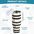thumbnail image 2 of Yayeee 40oz Double-Wall Insulated Stainless Steel Tumbler with Handle Bottle, Black Stripes, 2 of 8