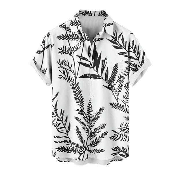 Mens Casual Manga Corta Botón Abajo Camisas, Cuello de Vuelta Impresión para el Verano, Al Aire Libre Y Desgaste Casual