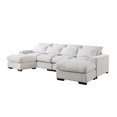 thumbnail image 3 of Pouseayar Oversized  Linen Blend Sectional Modular Sectional Fabric Sofa, Extra Large U Shaped Couch with Reversible Chaise, 4 Seat Modular Sofa with 2 Storage Ottoman, 3 of 6