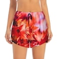 thumbnail image 2 of Vsdgher Autumn Maple Leaves Print Women's Running Double Layer Shorts High Waisted with Pockets Elastic Yoga Workout Athletic Gym Sports, 2 of 8