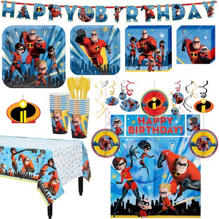 The Incredibles 2 Birthday Party Kit, Includes Happy Birthday Banner and Decorations, Serves 16 , by Party City