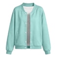 thumbnail image 7 of MKOSPLRT Kids Varsity Jacket Girls Boys Baseball Jacket Bomber Coat School Uniform with Pocket Button Down Long Sleeve Solid Outerwear 4-15 Years, 7 of 7