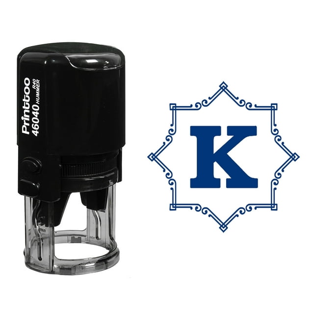 Printtoo Office Stationary Octagon Celtic Swirl Frame K Alphabet Monogram R-40 Self Inking Rubber Stamp