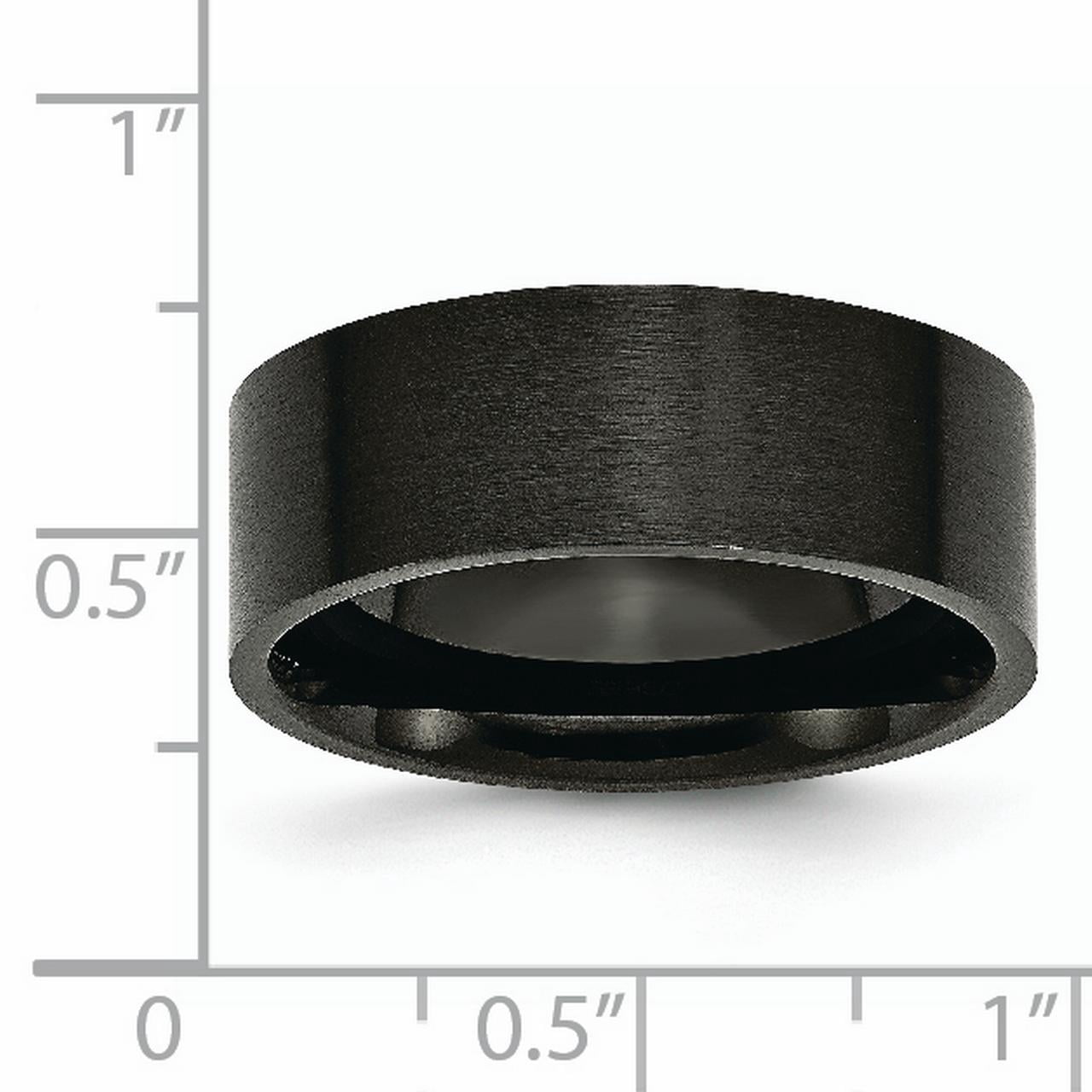 Stainless Steel 8mm Black IP-plated Brushed Flat Band