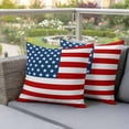 thumbnail image 3 of 2 Pack Outdoor Waterproof Throw Pillows, USA Flag Independence Day Decorative Square Pillow Case Patio Pillows for Chair Couch Sofa 16x16in, 3 of 9
