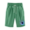 thumbnail image 2 of OKBOP Green Womens Shorts Plus Size Graphic Elastic Waist Straight-Leg Relaxed Fit Casual Capris, 2 of 6