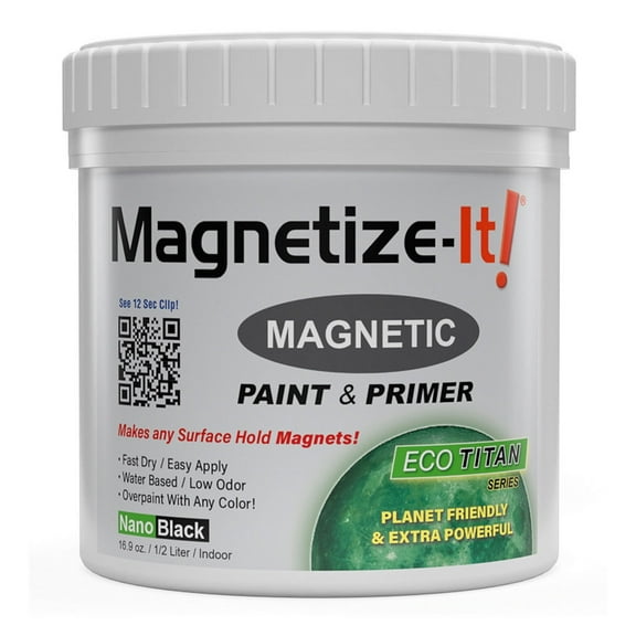 Magnetize-It! Magnetic Paint & Primer, (water-based) - "ECO TITAN" Extra Strong and Sustainable 1/2L, Black