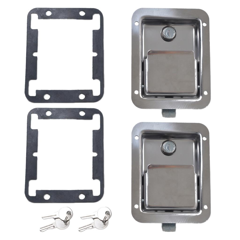 2 x Stainless Door Lock Trailer Toolbox RV Handle Latch & Key 14x10.8x3.8 cm 