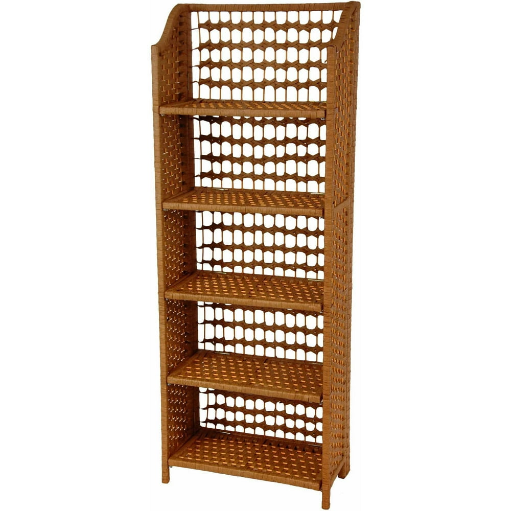 Oriental Furniture Natural Fiber Shelving Unit, 5 Shelf